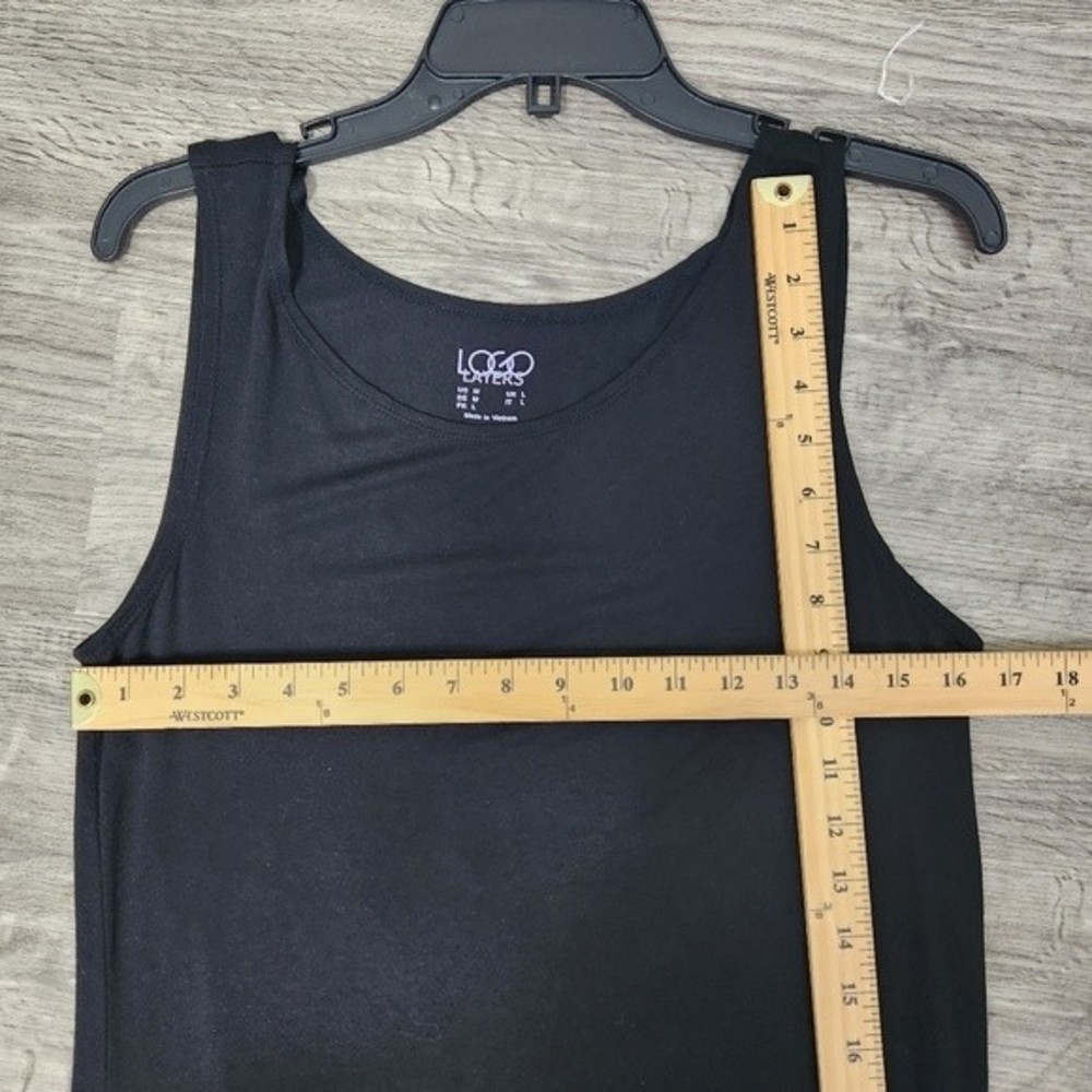 Logo Layers by Lori Goldstein Black Tank with Beige Lace Trim Size M - Picture 9 of 13